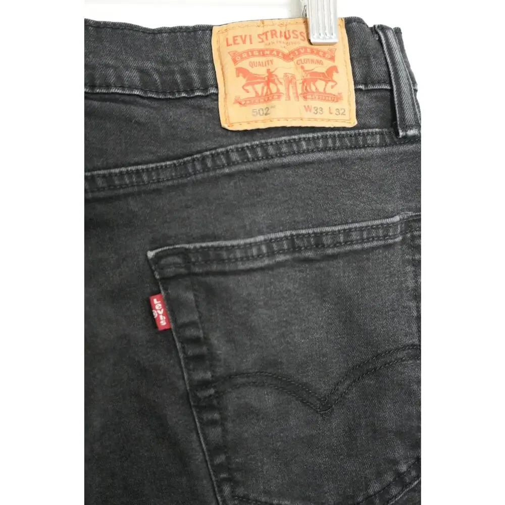 Levi‎ Strauss & Co 502 Men's Black Denim Jeans 33Wx32L